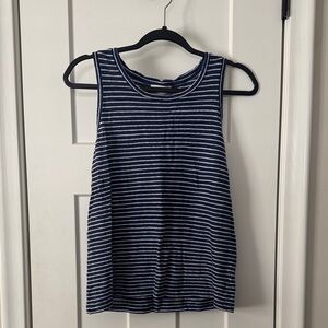 Vineyard Vines Striped Navy and White Linen Sleeveless Tank Top